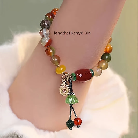 Enlightened Approach-Multicolored Jade Bead Stretch Bracelet