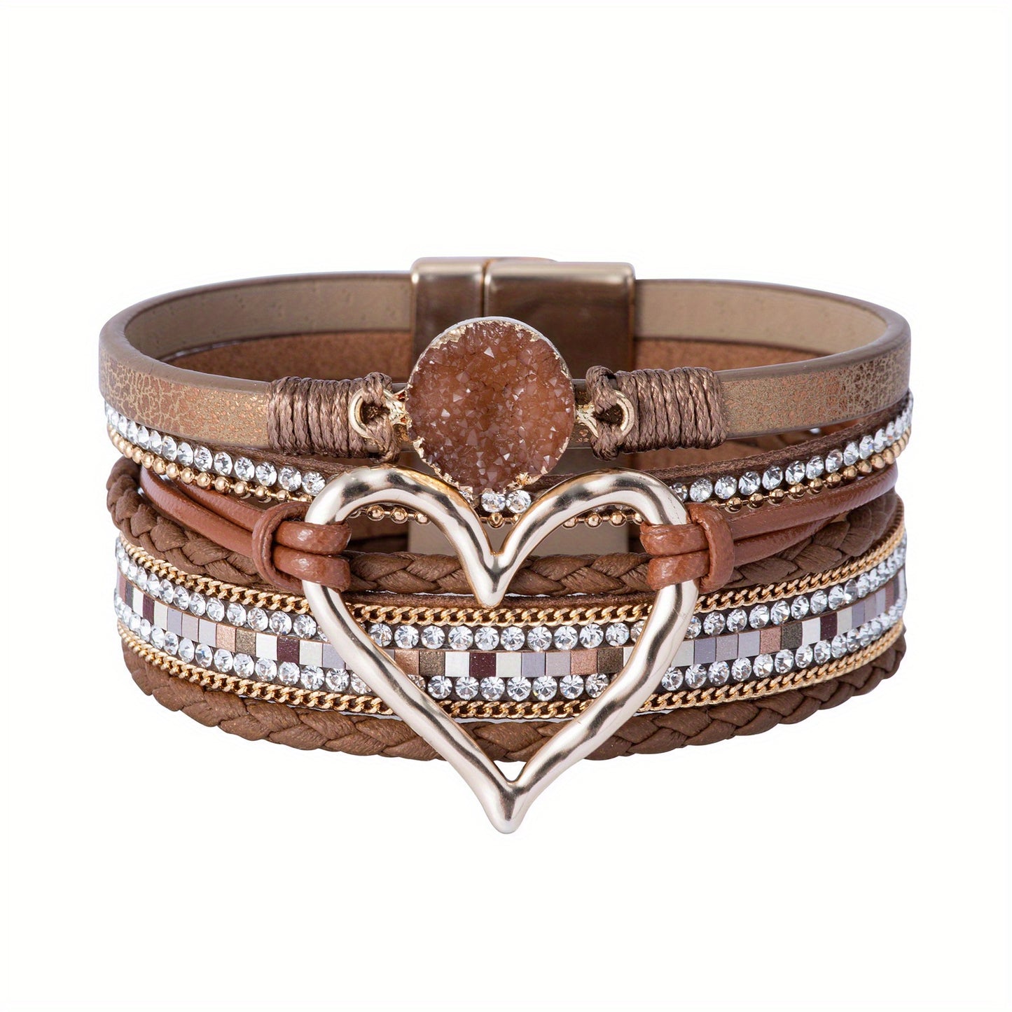 Bohemian Multi-layer Leather Hand-woven Magnetic Clasp Bracelet