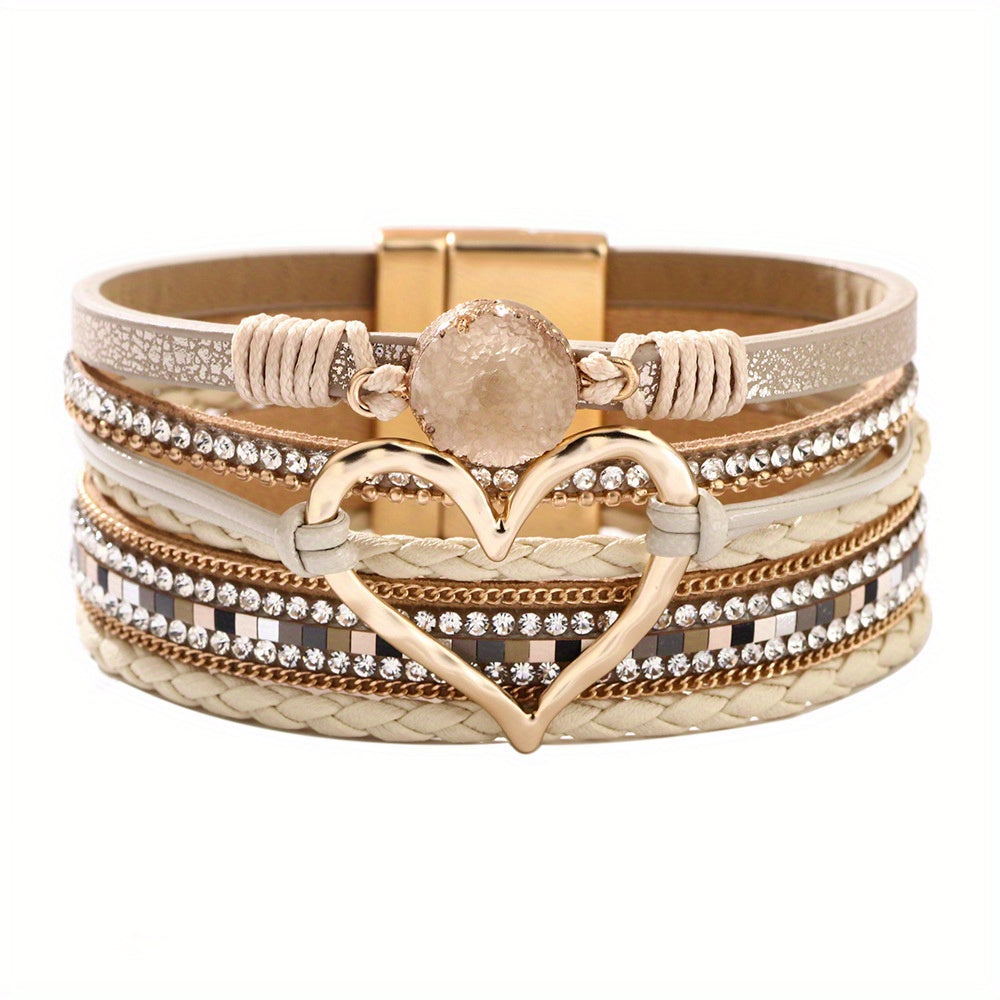 Bohemian Multi-layer Leather Hand-woven Magnetic Clasp Bracelet