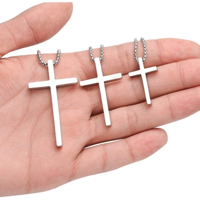 Gold Stainless Steel Plain Cross Pendant Necklace