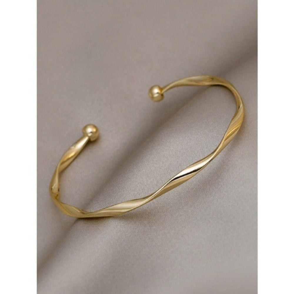 1pc Minimalist Chic Textured Gold Color Bracelet