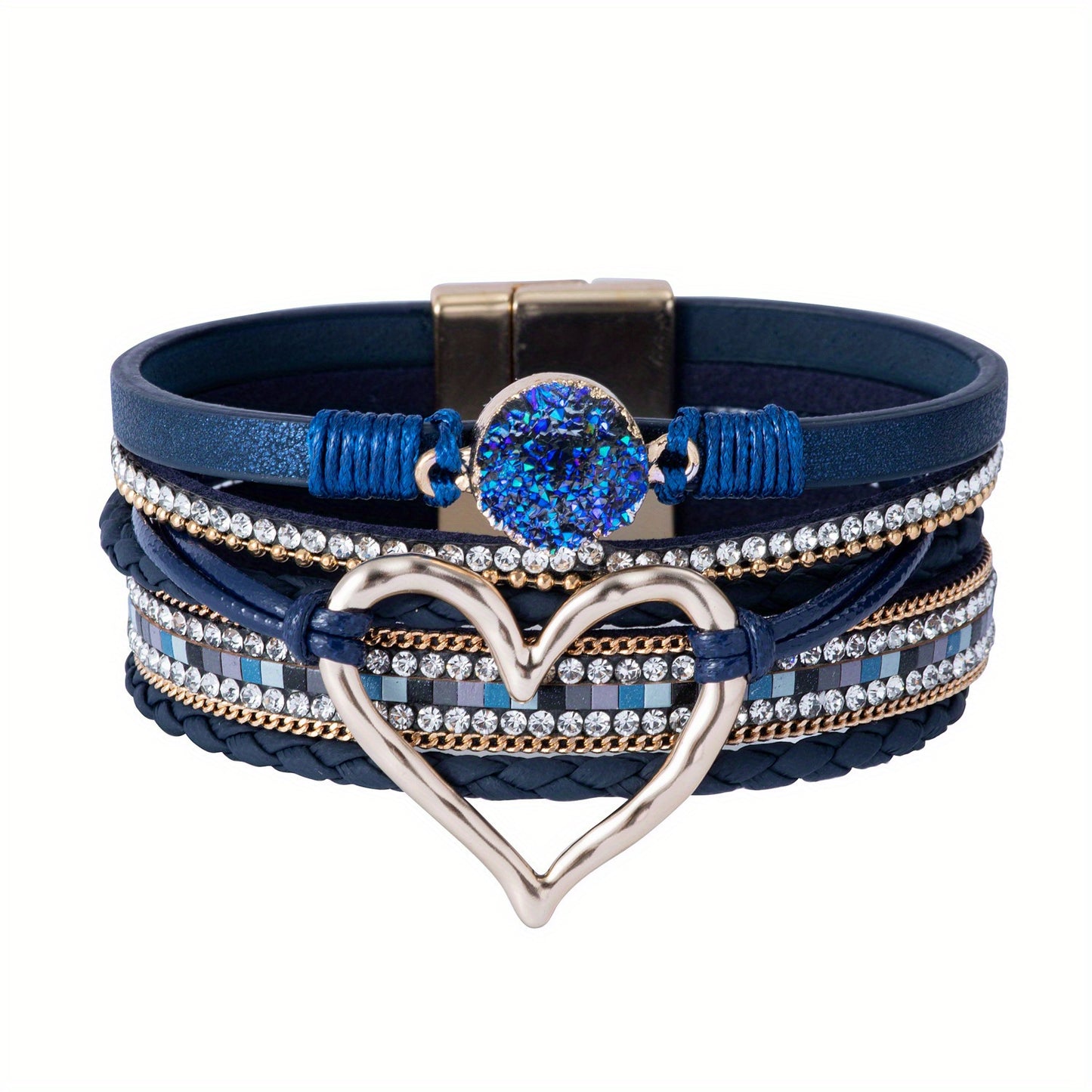 Bohemian Multi-layer Leather Hand-woven Magnetic Clasp Bracelet