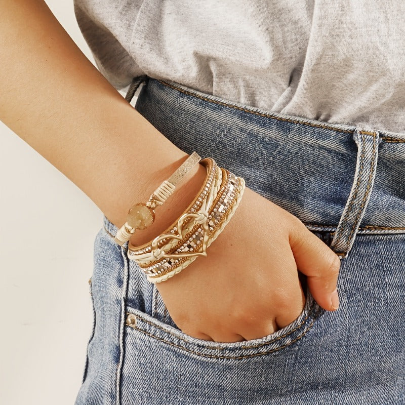 Bohemian Multi-layer Leather Hand-woven Magnetic Clasp Bracelet
