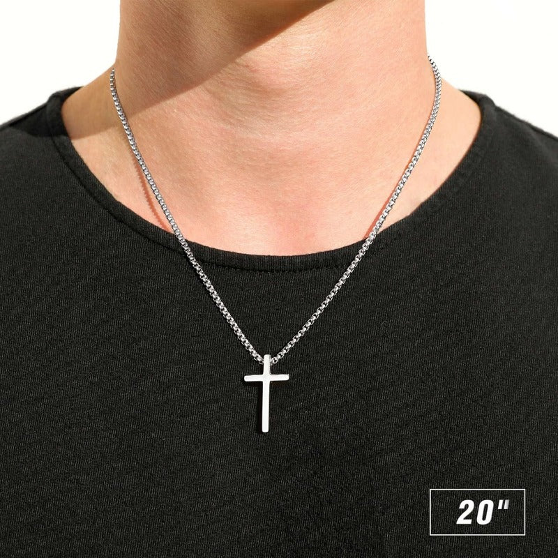 Gold Stainless Steel Plain Cross Pendant Necklace