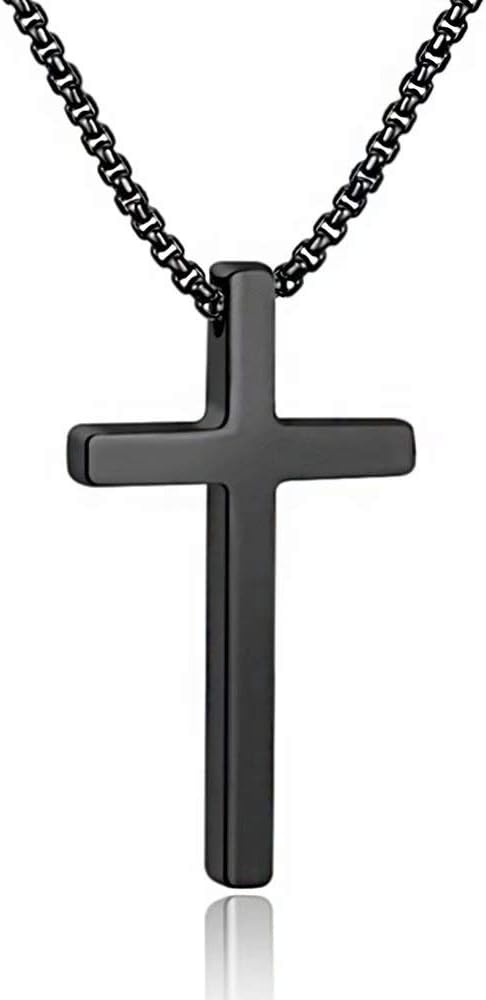 Gold Stainless Steel Plain Cross Pendant Necklace