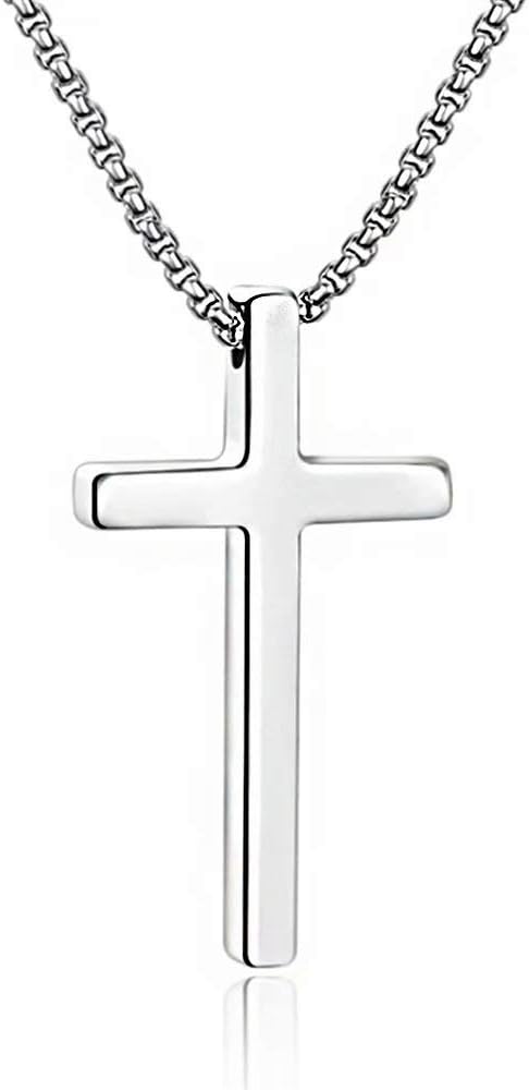 Gold Stainless Steel Plain Cross Pendant Necklace