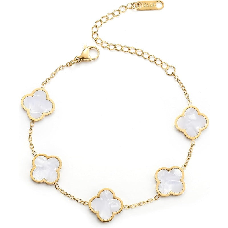Blessed Soul Multi- Flower Four Leaf Link Bracelets Trendy