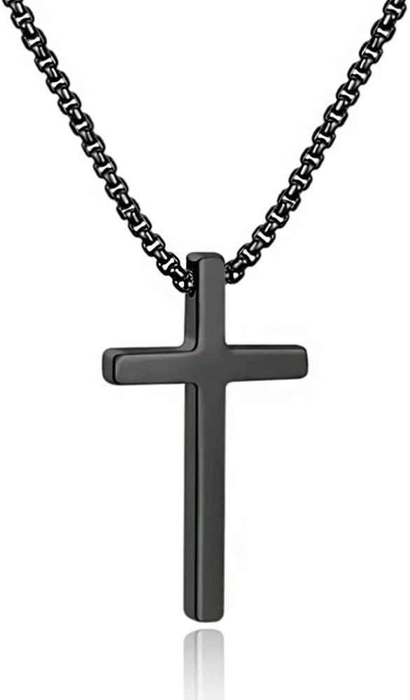 Gold Stainless Steel Plain Cross Pendant Necklace