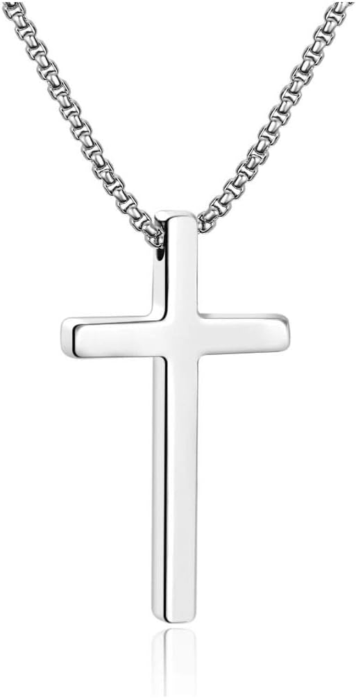 Gold Stainless Steel Plain Cross Pendant Necklace