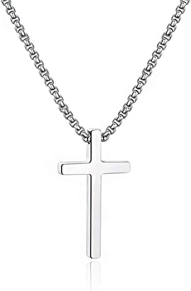 Gold Stainless Steel Plain Cross Pendant Necklace