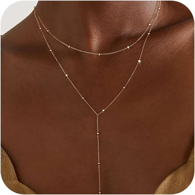 Y-Shaped Pendant Trendy Layered Beaded Chain Drop Necklaces
