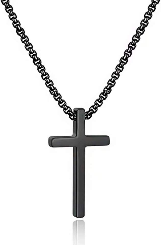 Gold Stainless Steel Plain Cross Pendant Necklace