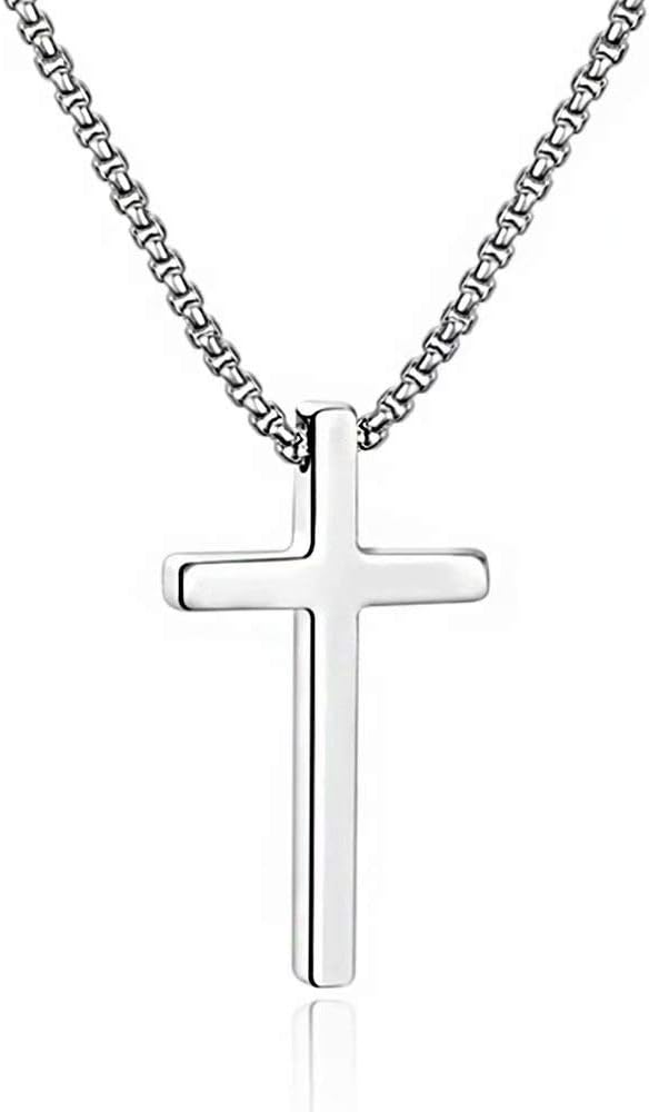 Gold Stainless Steel Plain Cross Pendant Necklace