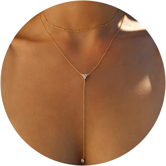 Y-Shaped Pendant Trendy Layered Beaded Chain Drop Necklaces