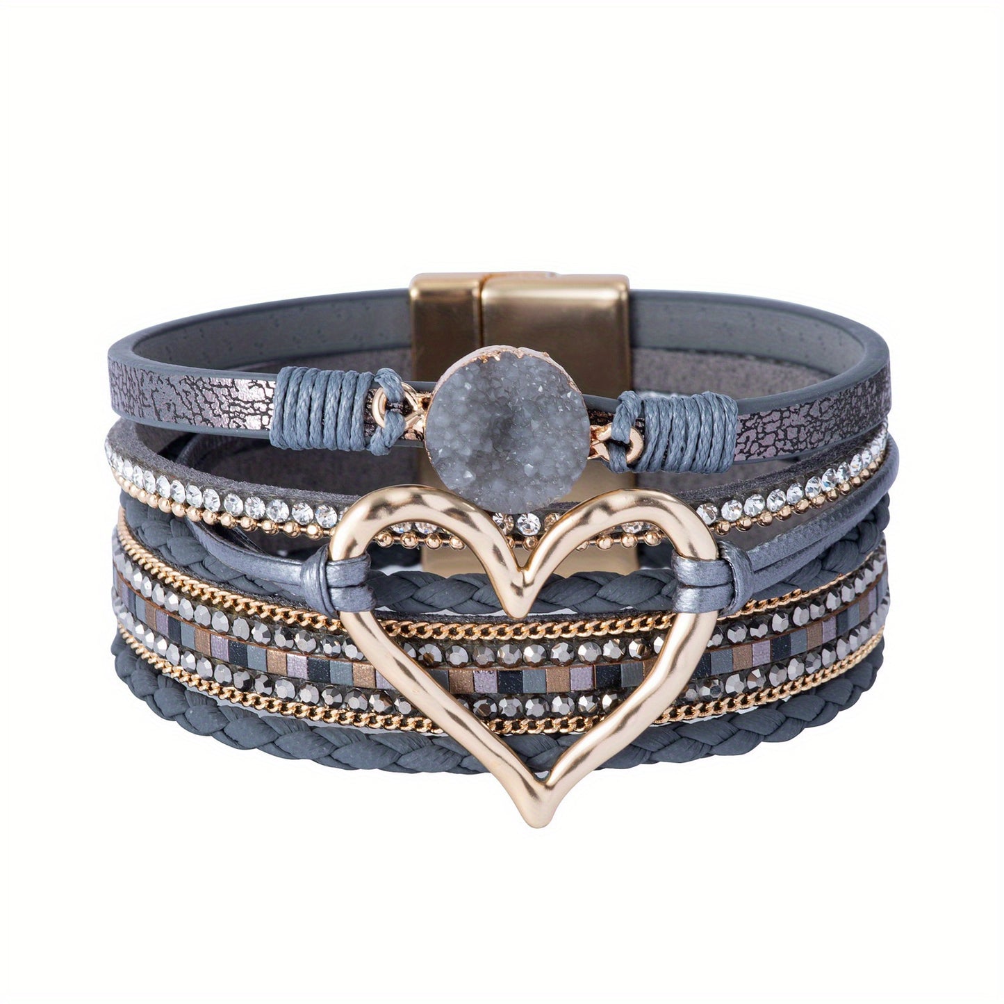 Bohemian Multi-layer Leather Hand-woven Magnetic Clasp Bracelet