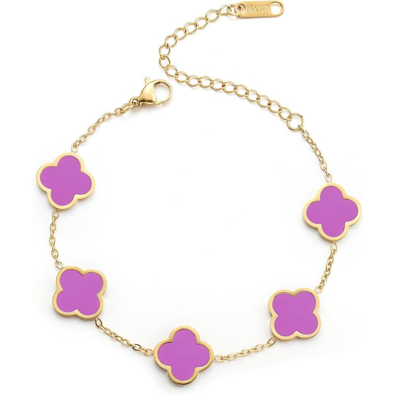 Blessed Soul Multi- Flower Four Leaf Link Bracelets Trendy