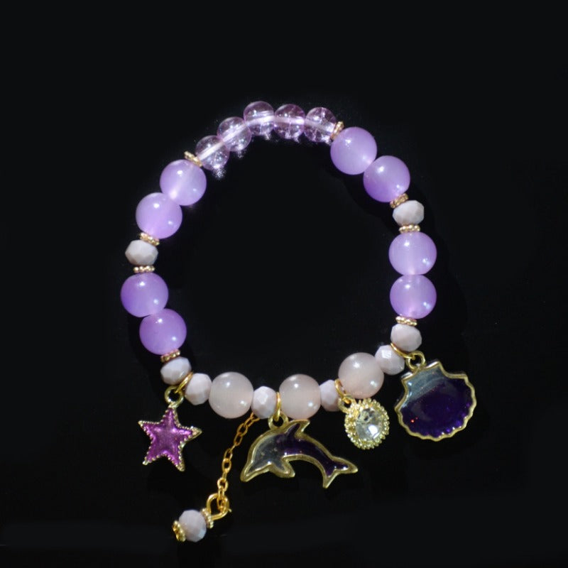 Ocean-Inspired Elastic Bracelet Dolphin Shell Charms Playful Multi-Layer