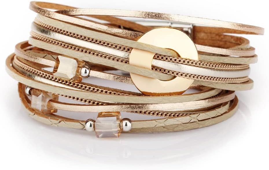 Women Handmade Multi-Layer Leather Wrap Bracelet