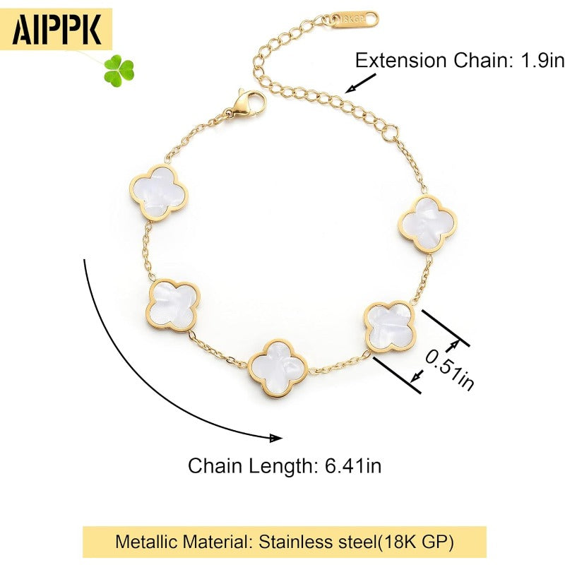 Blessed Soul Multi- Flower Four Leaf Link Bracelets Trendy