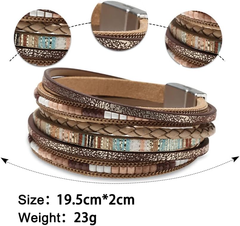 Women Handmade Multi-Layer Leather Wrap Bracelet