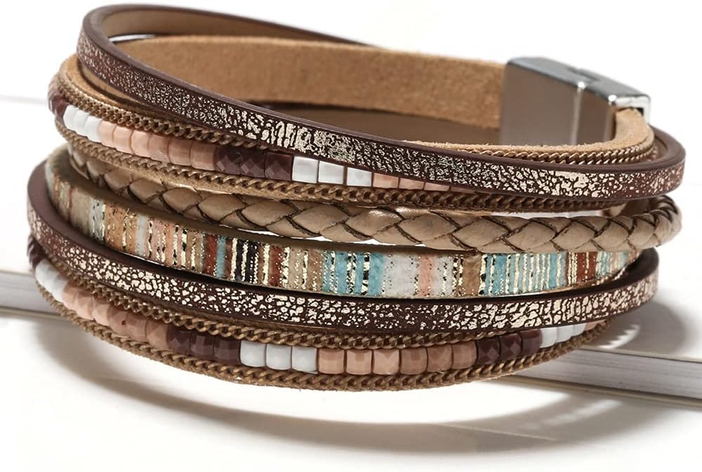 Women Handmade Multi-Layer Leather Wrap Bracelet