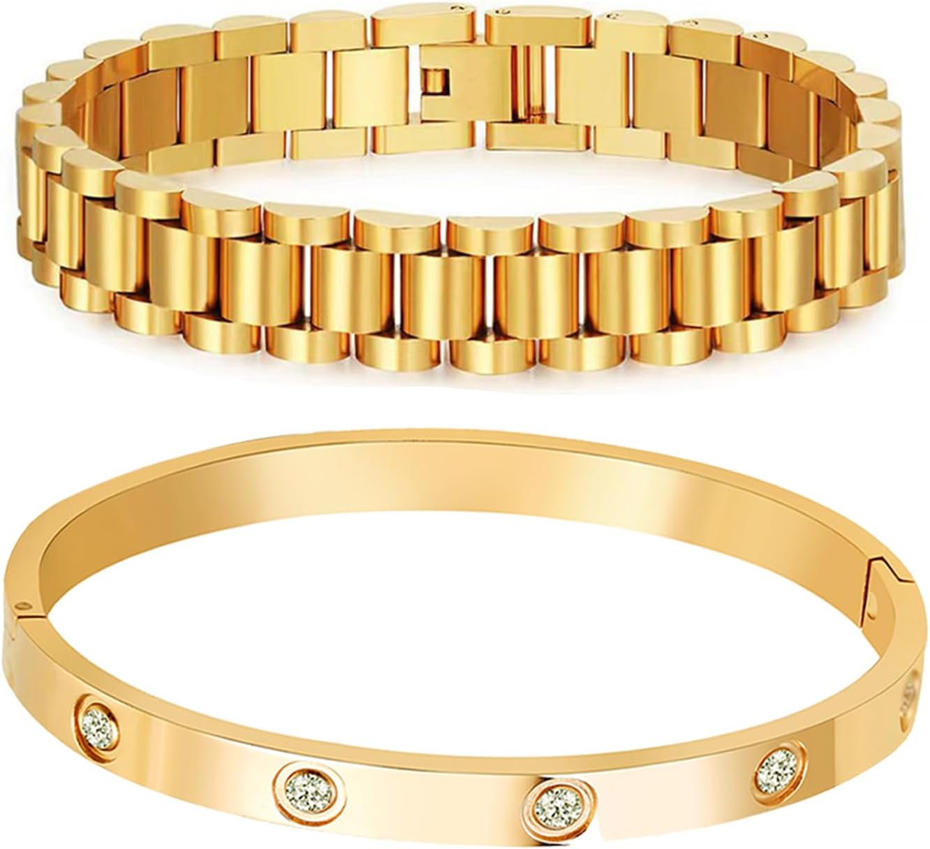 18K Gold Plated Love Bangle Cubic Zirconia Bracelet