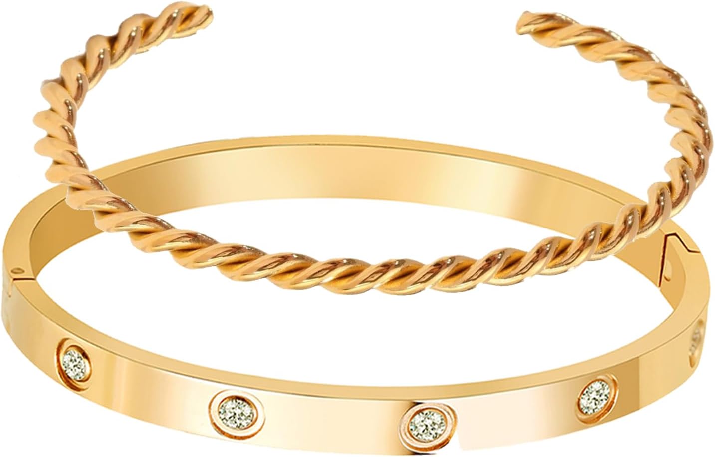 18K Gold Plated Love Bangle Cubic Zirconia Bracelet