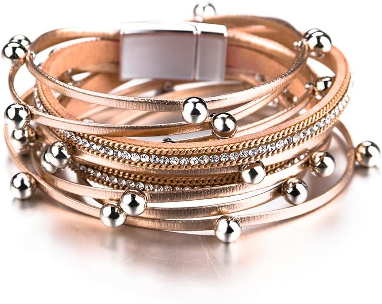 Women Handmade Multi-Layer Leather Wrap Bracelet