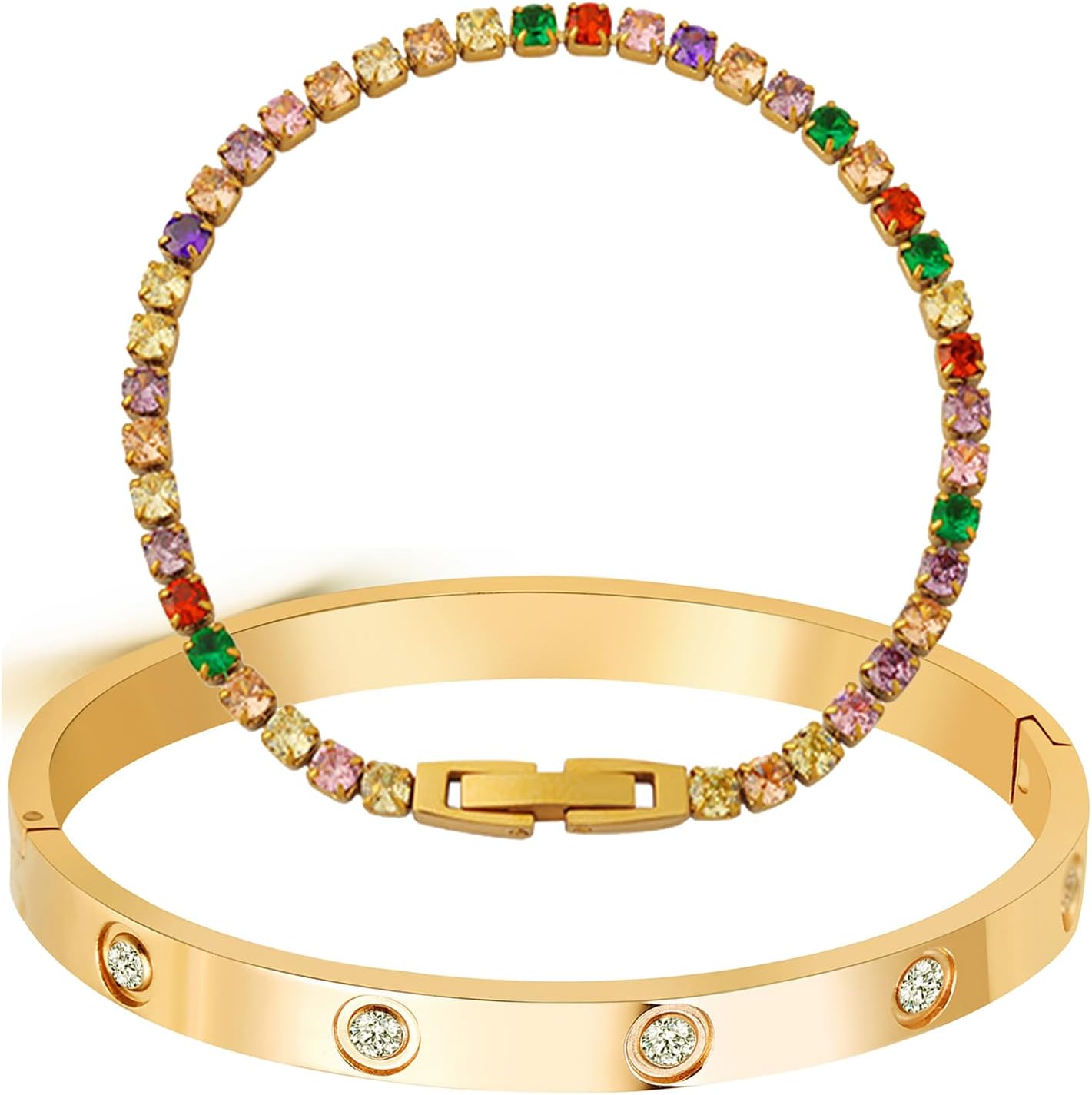 18K Gold Plated Love Bangle Cubic Zirconia Bracelet