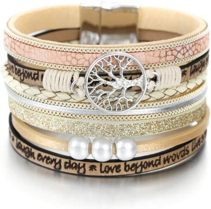 Women Handmade Multi-Layer Leather Wrap Bracelet
