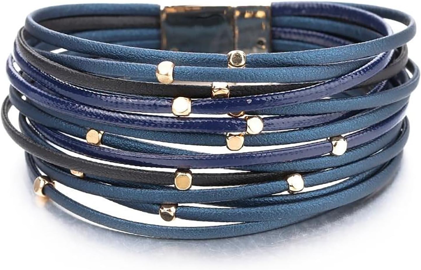 Boho Leather Wrap Multi-Layer Pearl Crystal Bracelet