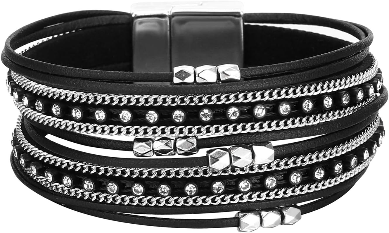 Women Handmade Multi-Layer Leather Wrap Bracelet
