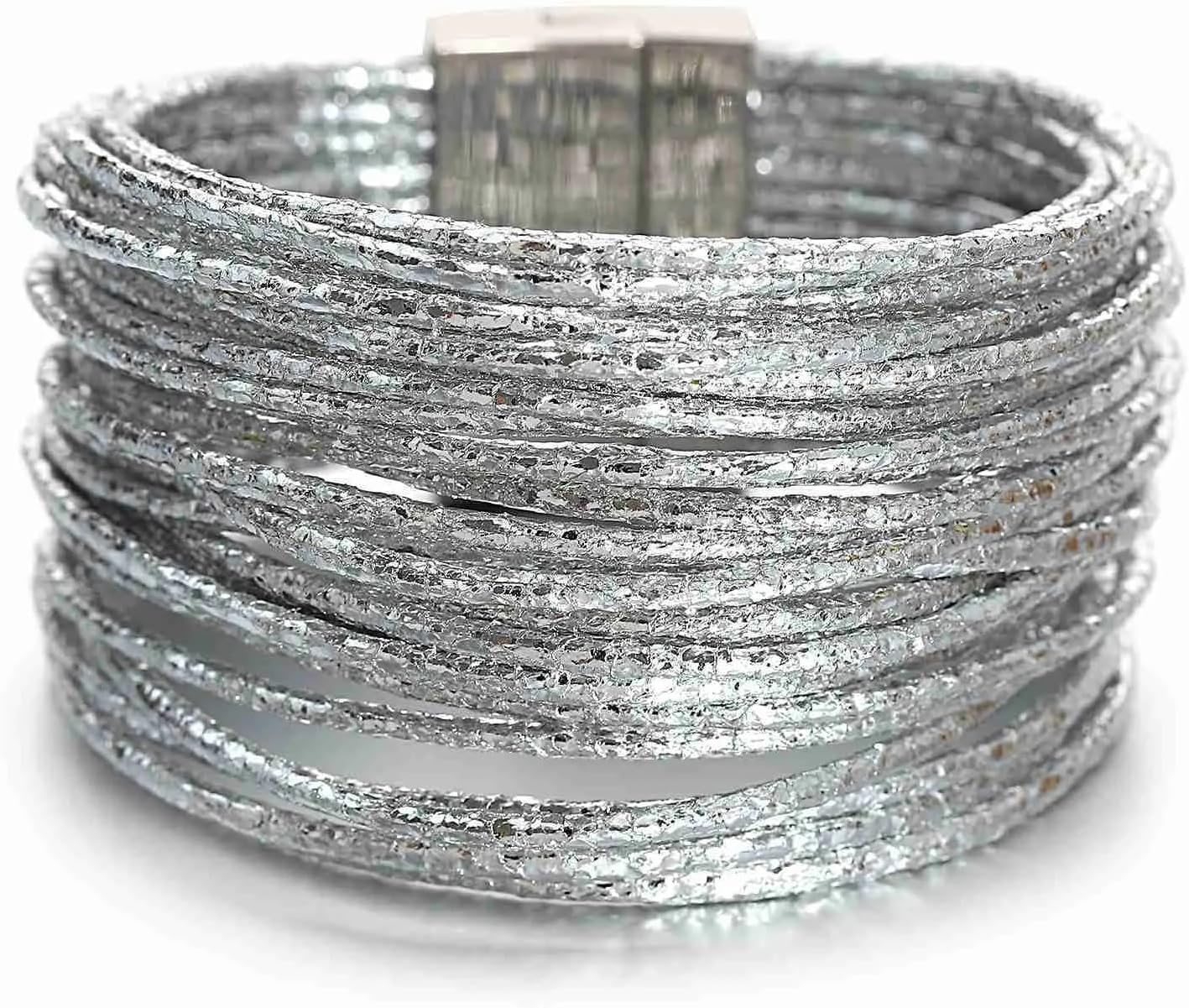 Boho Leather Wrap Multi-Layer Pearl Crystal Bracelet