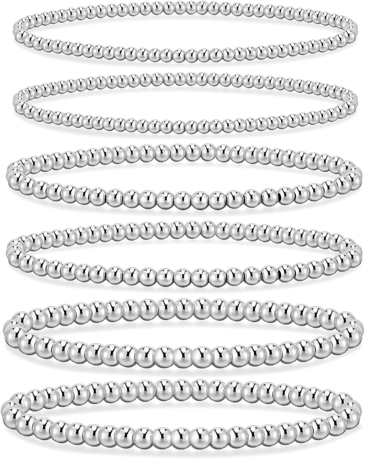 14K Gold Plated Beaded Strand Bead Ball Bracelets Adjustable Jewelry Set