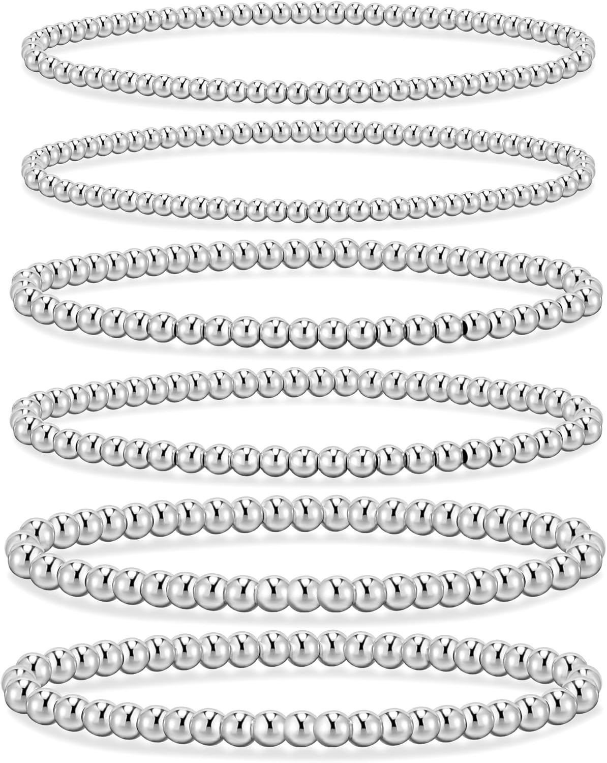14K Gold Plated Beaded Strand Bead Ball Bracelets Adjustable Jewelry Set
