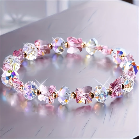 Elegant Design Butterfly Glass Crafted Bracelet
