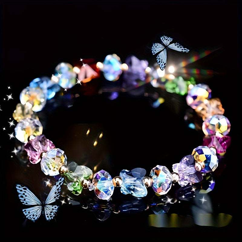 Elegant Design Butterfly Glass Crafted Bracelet