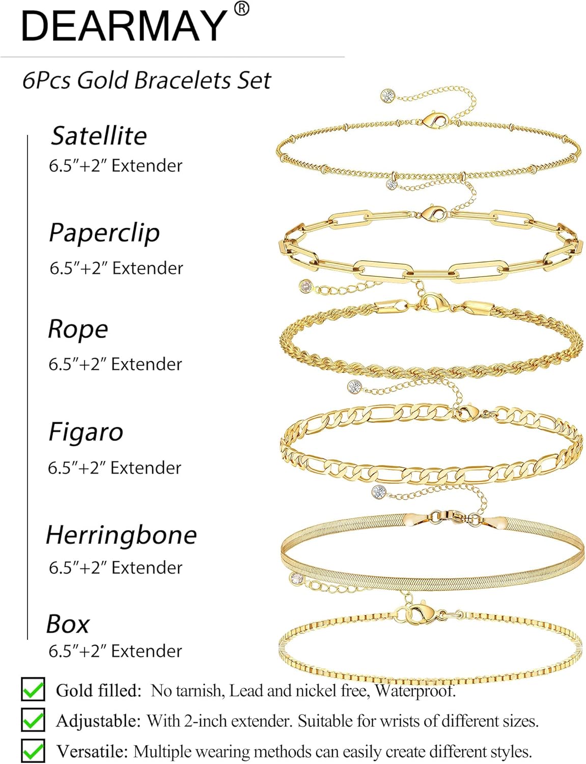 Real Gold Jewelry Sets Waterproof Bracelets