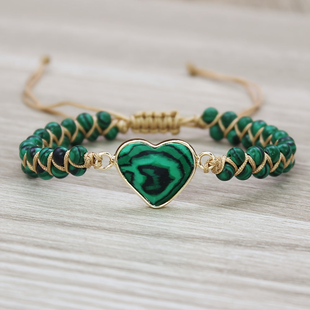 New Natural Sea Sediment Jasper Stone Heart Chakra Bracelets
