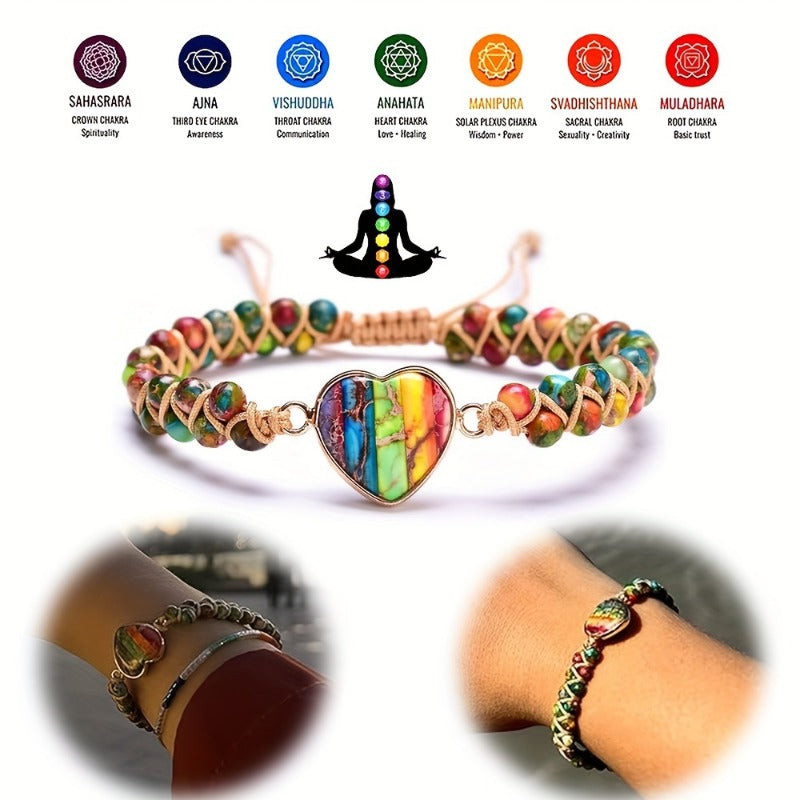 New Natural Sea Sediment Jasper Stone Heart Chakra Bracelets
