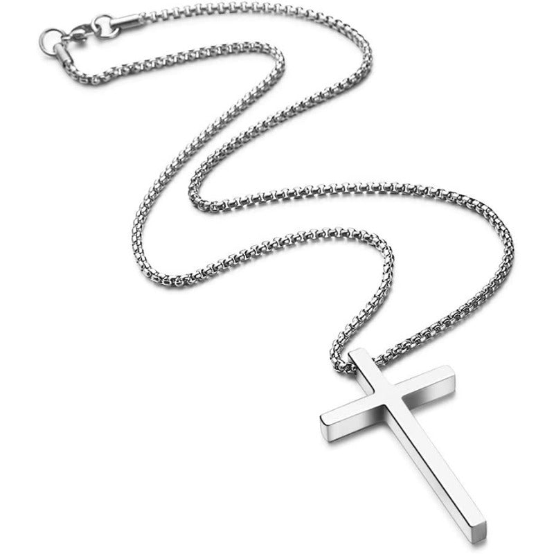Gold Stainless Steel Plain Cross Pendant Necklace