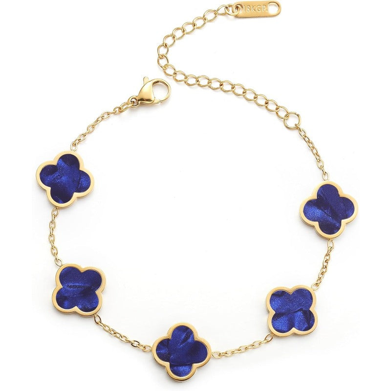 Blessed Soul Multi- Flower Four Leaf Link Bracelets Trendy