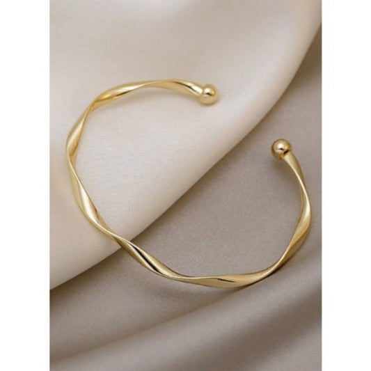1pc Minimalist Chic Textured Gold Color Bracelet