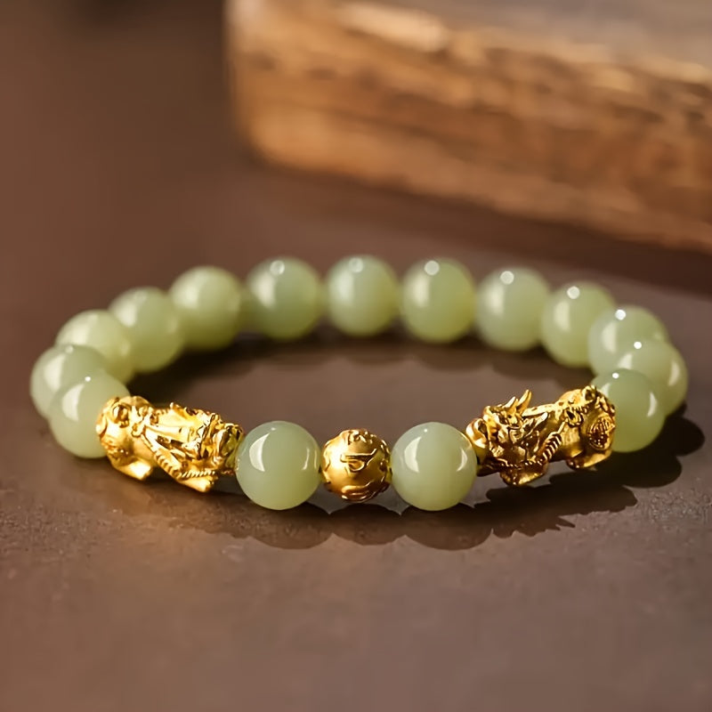 Fulfillment of Potential-Green Jade Serenity Prosperity Charm Bracelet