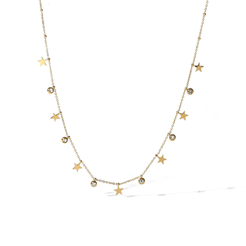 Leap of Intuition-Gold Evil Eyes Star Flower Choker Necklace