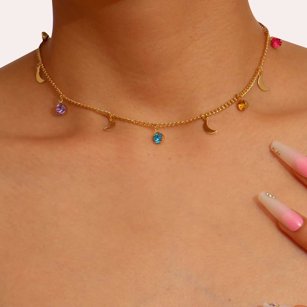 Natural Stone Shell Stitching Rice Bead Heart Pendant Necklace