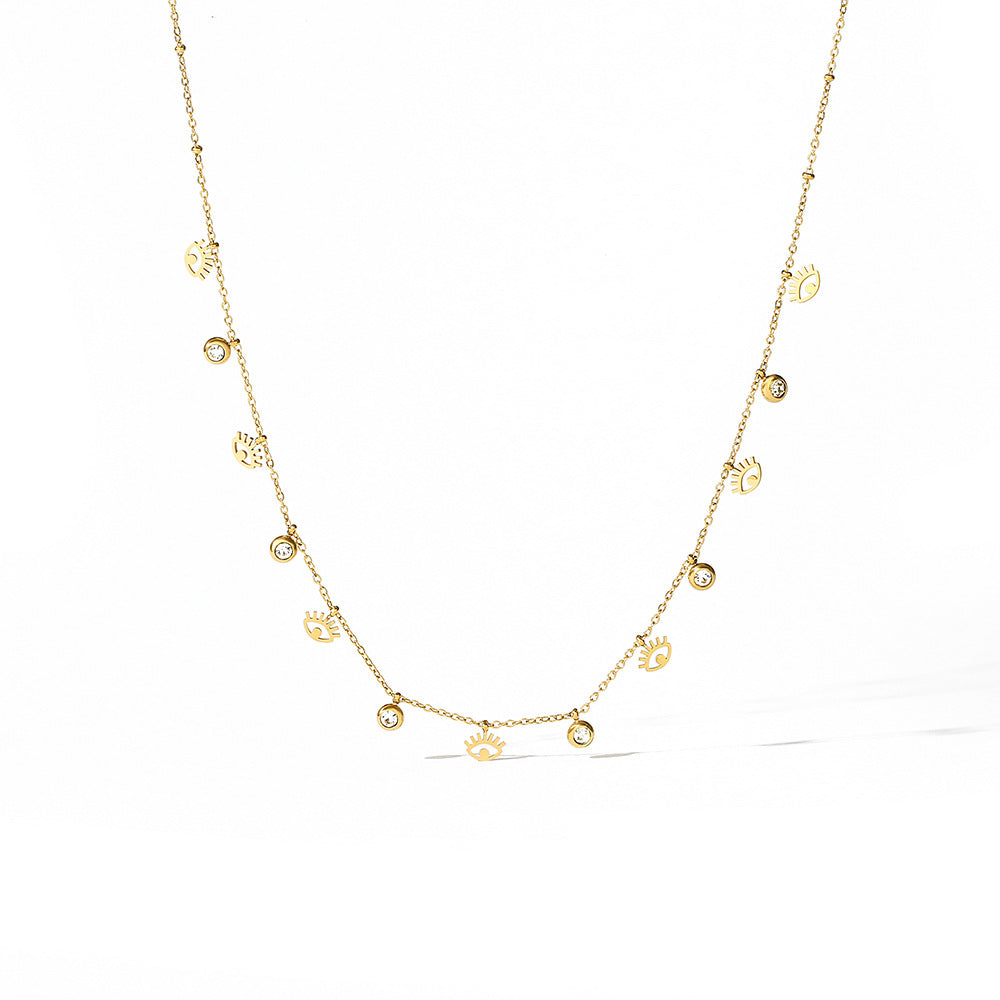 Leap of Intuition-Gold Evil Eyes Star Flower Choker Necklace