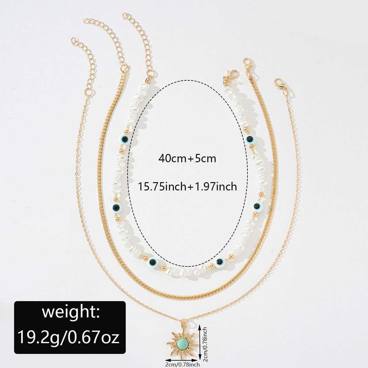 Imitation Pearl Eight-pointed Star Stacked Pendant Necklace