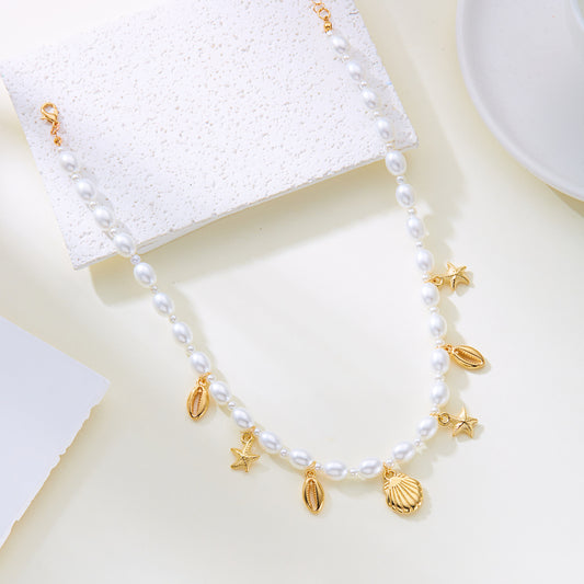 Dreamlike Protection - Coastal Pearl Charm Necklace