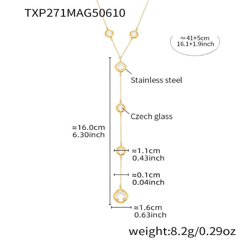 Magical Drops- Shiny Faceted Glass Long Tassel Necklace